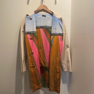 Akris trench coat and blouse set